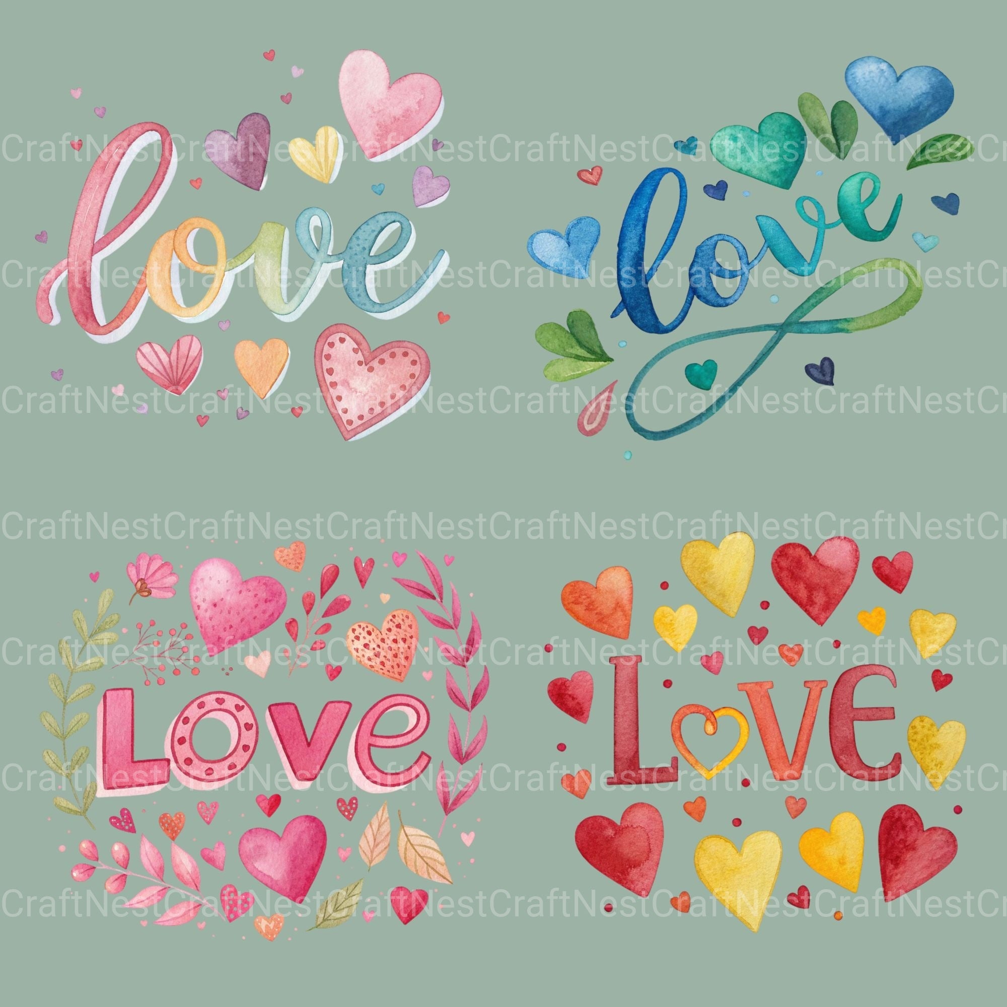 Love Word Clipart Bundle