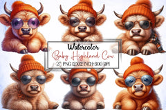 Baby Highland Cow Clipart Bundle 3 - CraftNest - Digital Crafting and Art