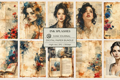 Ink Splashes Junk Journal Papers - CraftNest - Digital Crafting and Art