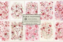 Floral Valentines Junk Journal Papers - CraftNest - Digital Crafting and Art