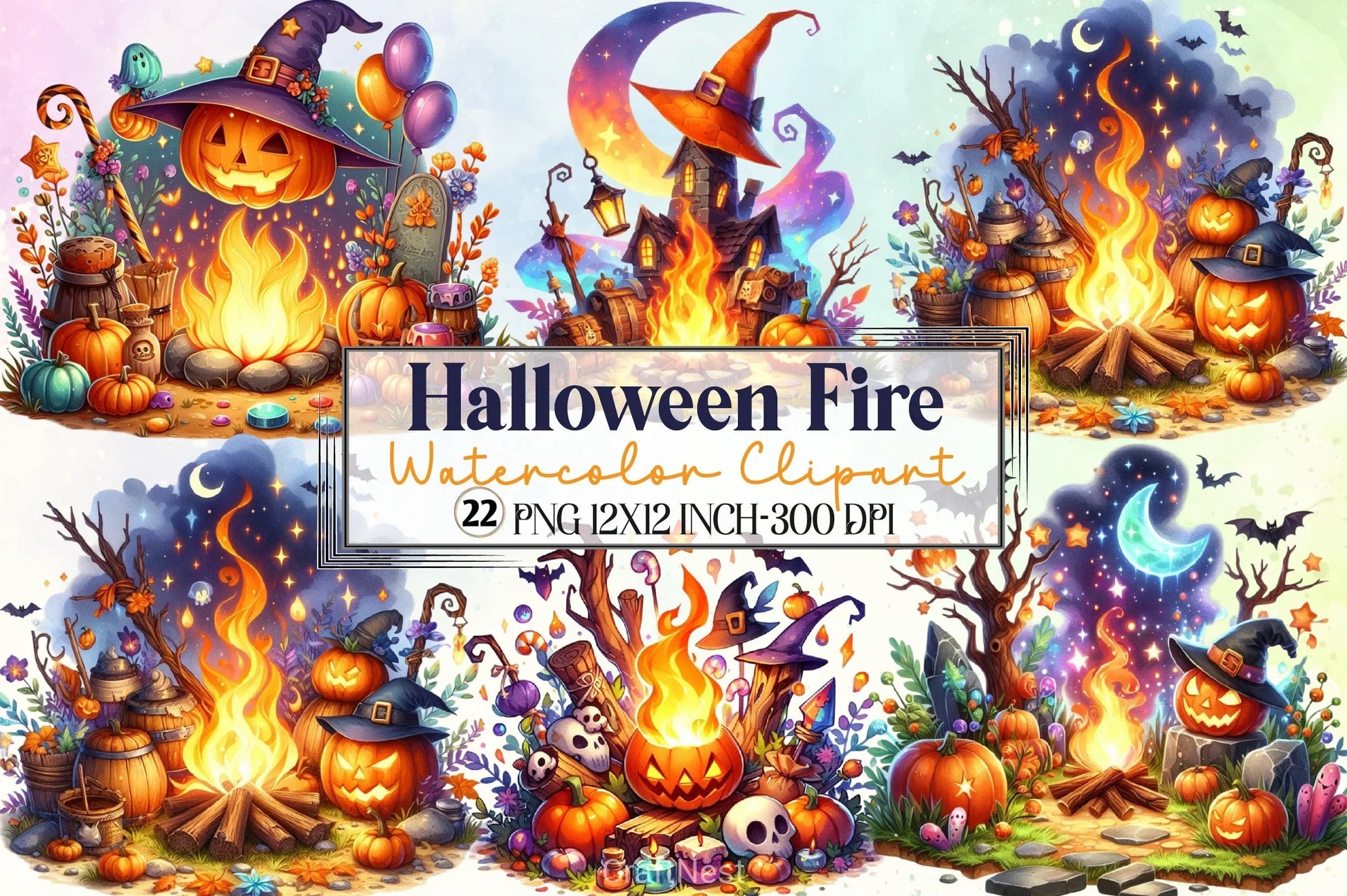 Halloween Fire Clipart Bundle - CraftNest - Digital Crafting and Art