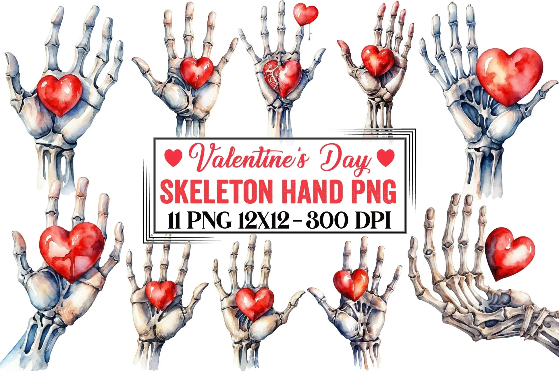 Valentine Skeleton Hand Clipart Bundle - CraftNest - Digital Crafting and Art