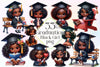 Cute Black Graduation Girl Clipart Bundle
