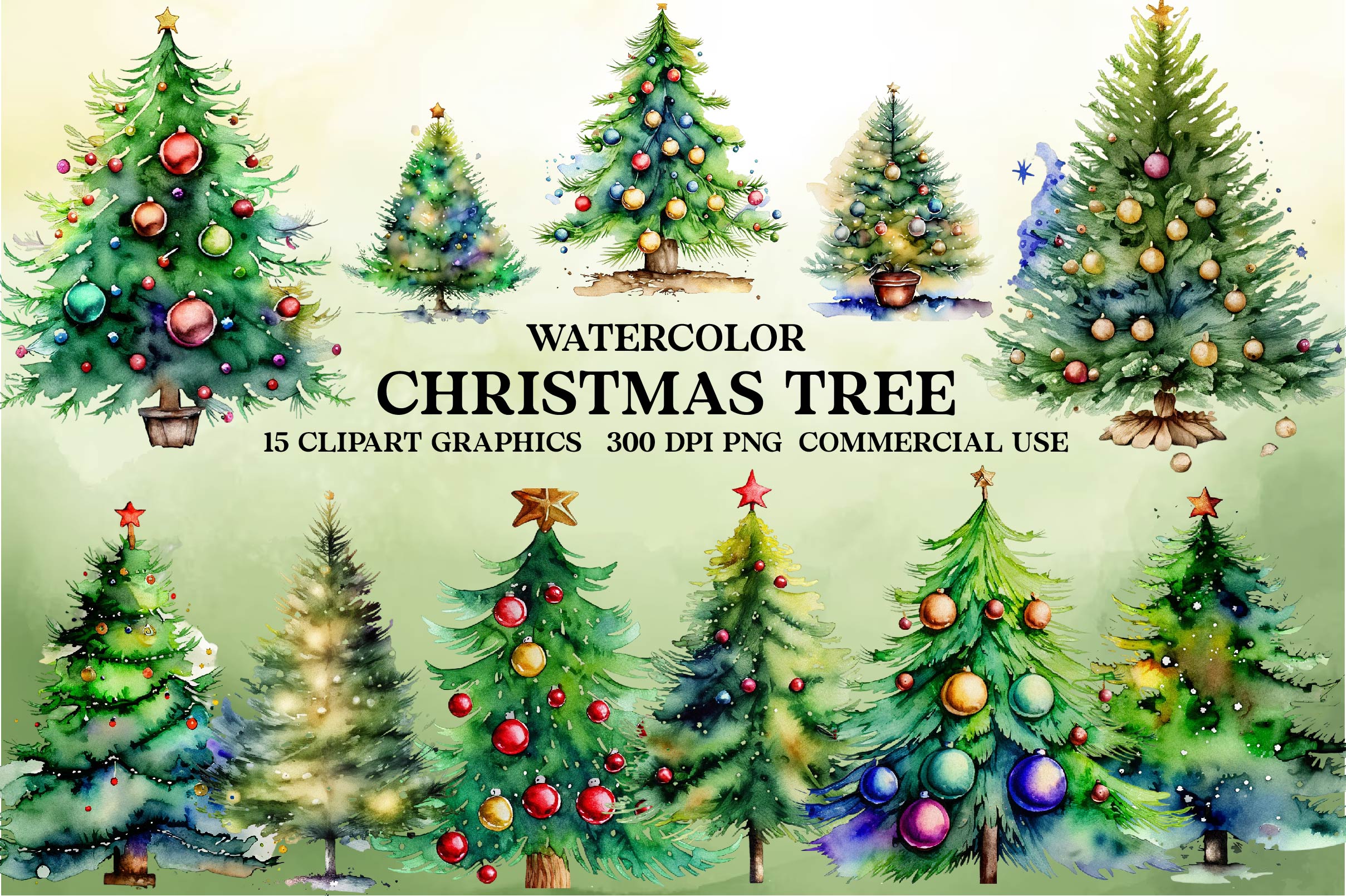 Christmas Tree Clipart Bundle 6