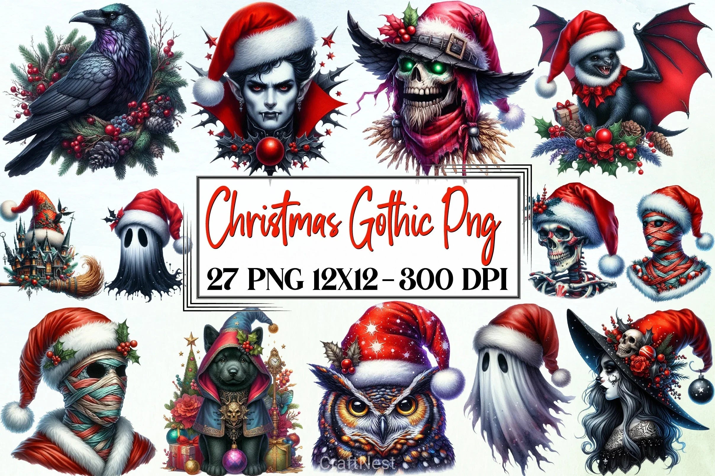 Christmas Gothic Clipart Bundle - CraftNest - Digital Crafting and Art