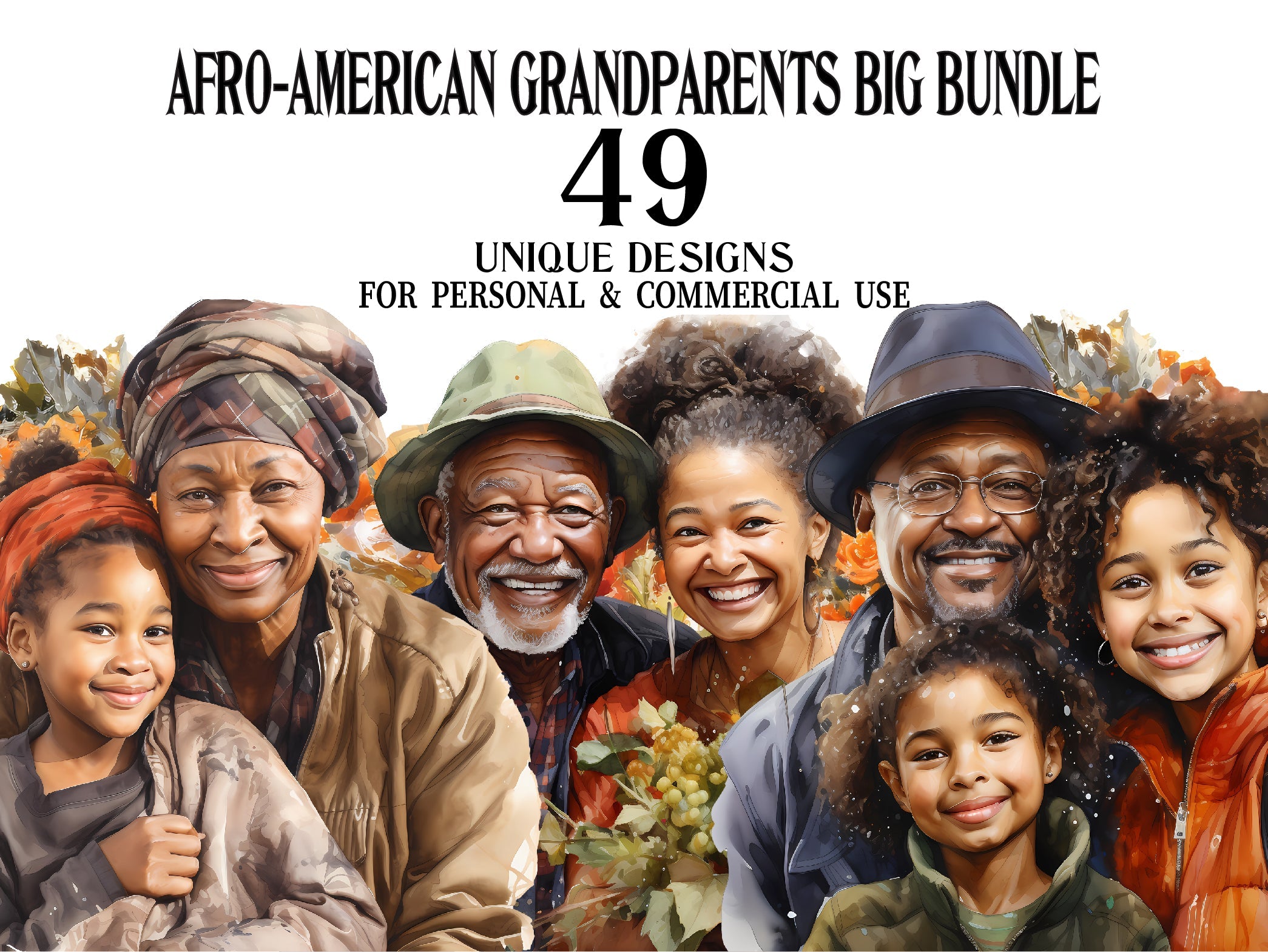 Afro-American Grandparents Clipart - CraftNest