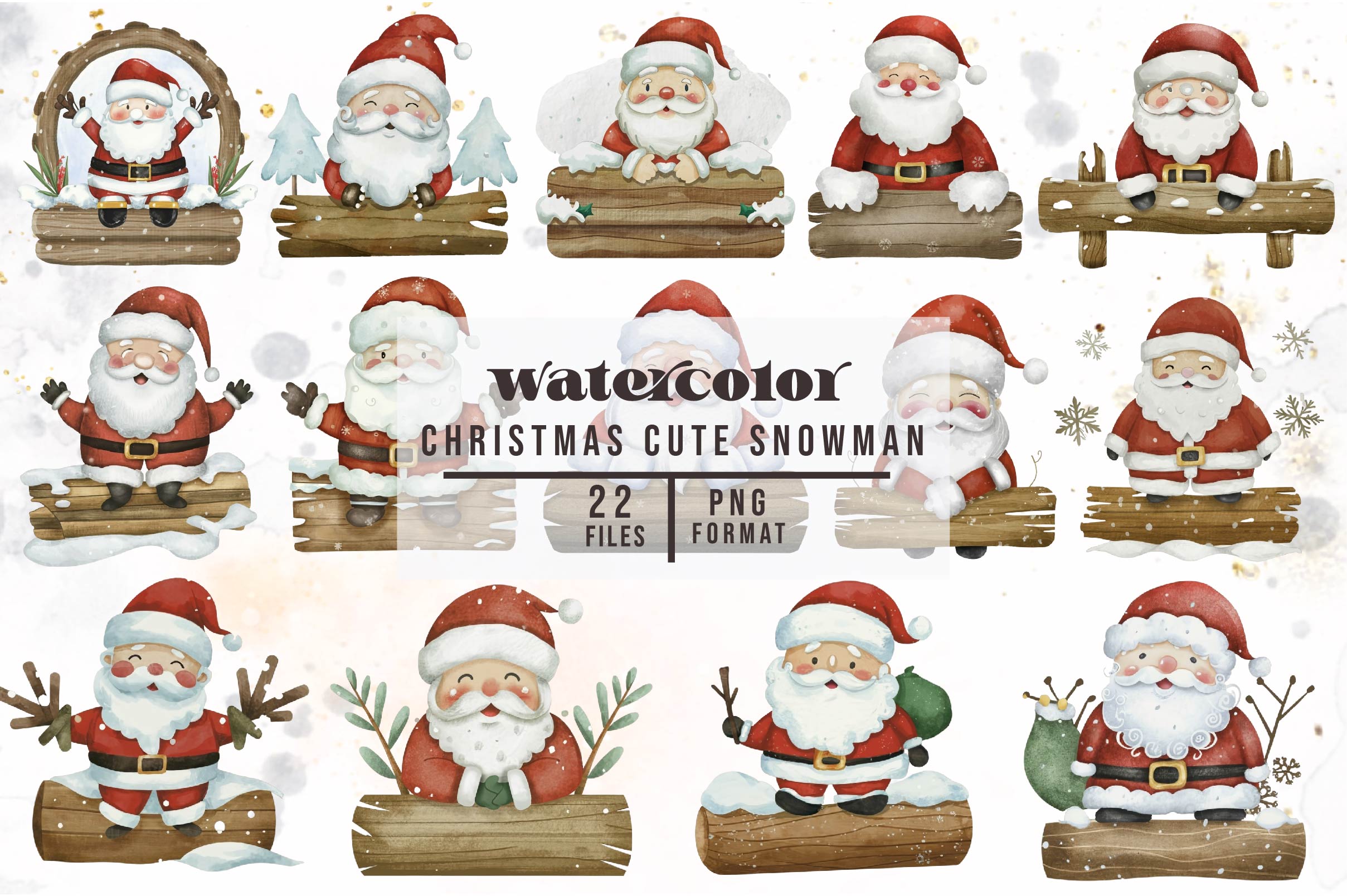 Christmas Cute Snowman Clipart Bundle 3