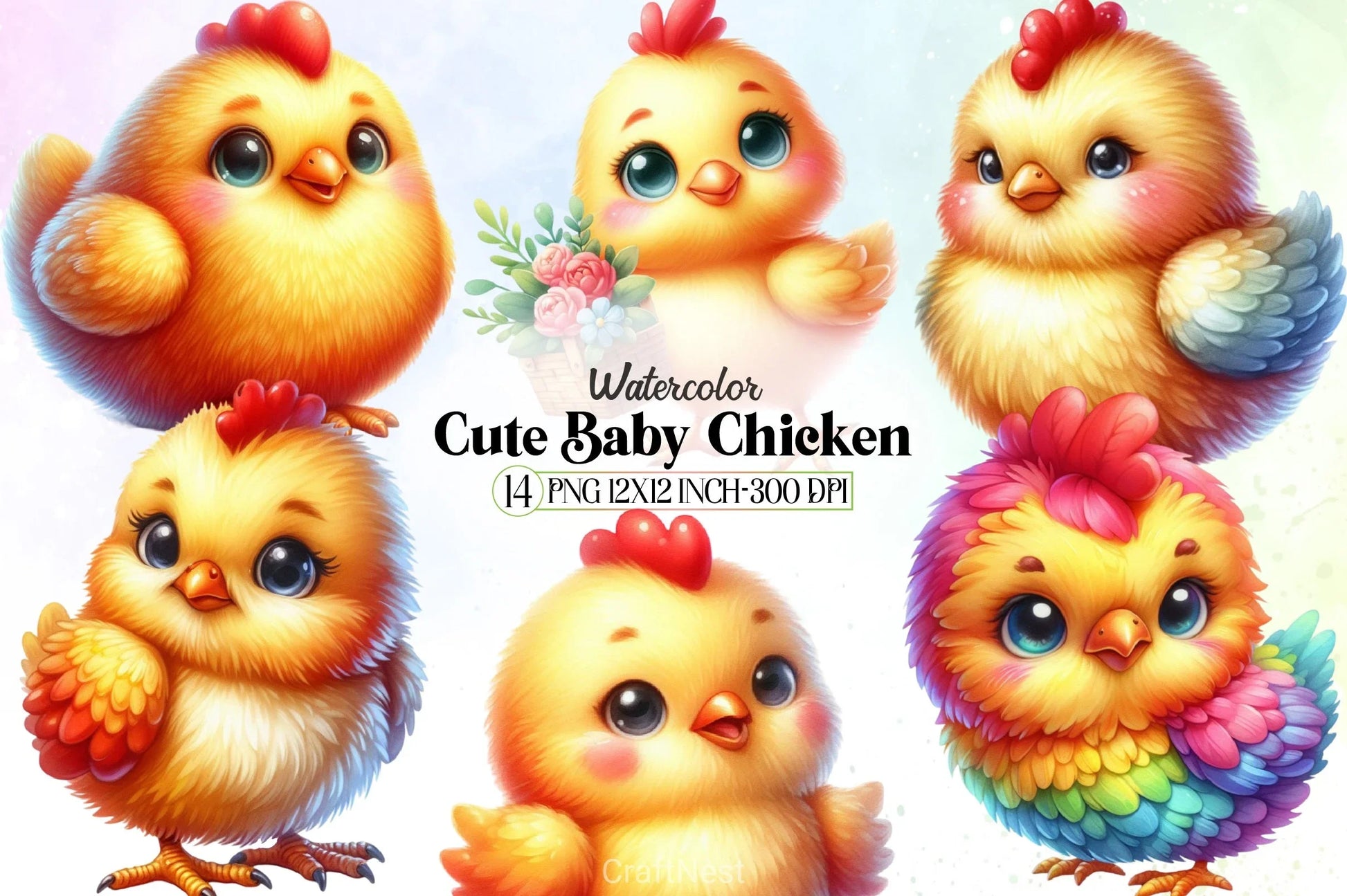 Cute Baby Chicken Clipart Bundle - CraftNest - Digital Crafting and Art