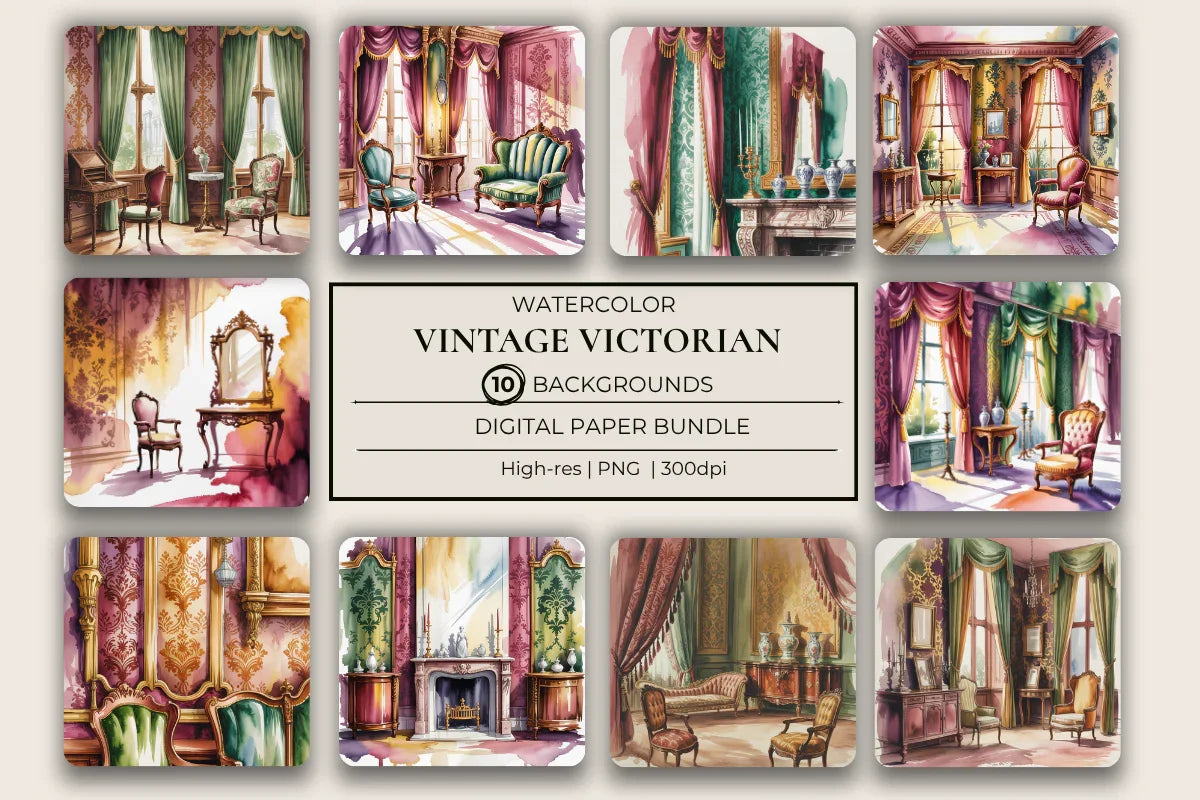 Vintage Victorian Scenes Background Papers - CraftNest - Digital Crafting and Art