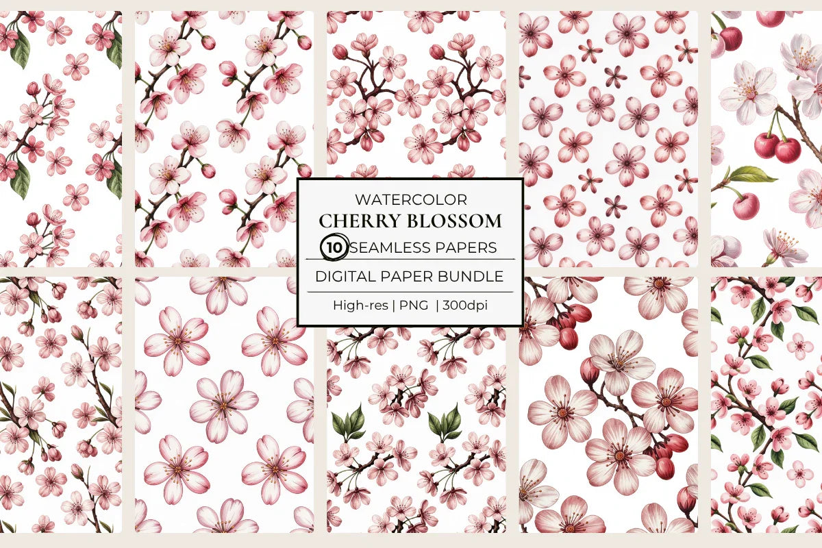 Cherry Blossom Seamless Papers - CraftNest - Digital Crafting and Art