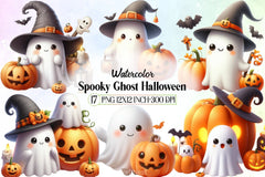 Spooky Ghost Halloween Clipart Bundle - CraftNest - Digital Crafting and Art