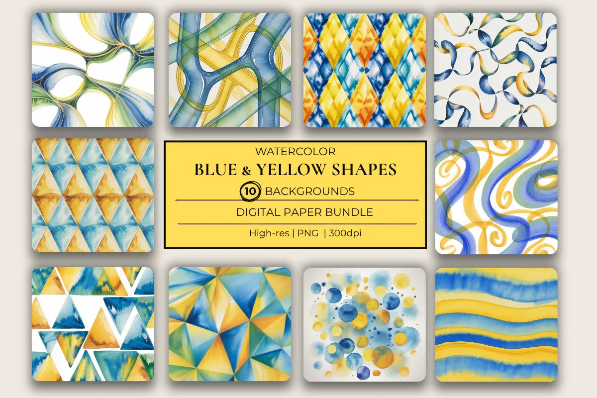 Blue & Yellow Shapes Background Papers - CraftNest - Digital Crafting and Art