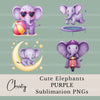 Purple Elephants Clipart Bundle