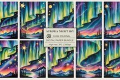 Aurora Night Sky Junk Journal Papers - CraftNest - Digital Crafting and Art