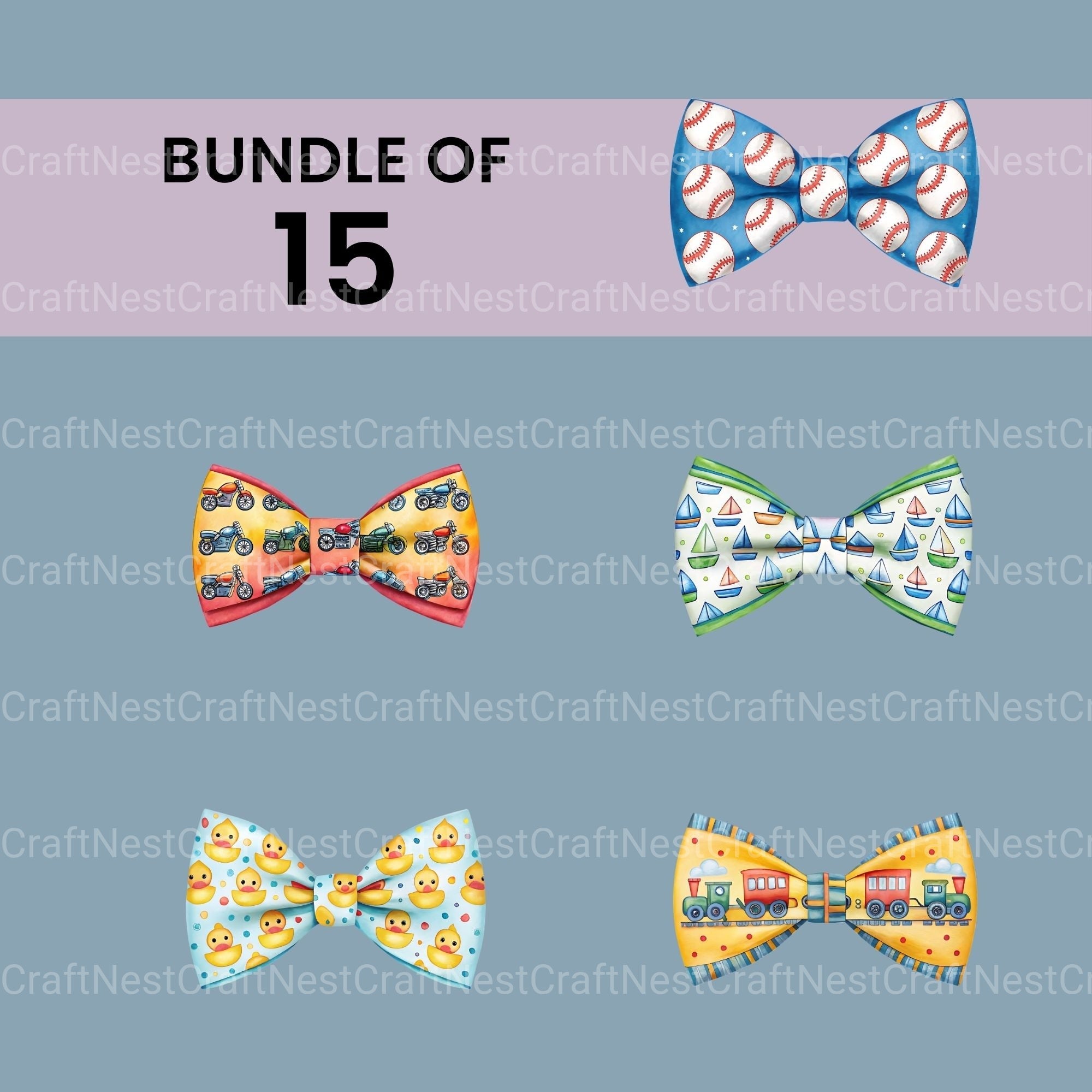 Boy Bow Ties Clipart Bundle