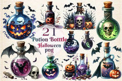 Halloween Potion Bottle Clipart Bundle - CraftNest - Digital Crafting and Art