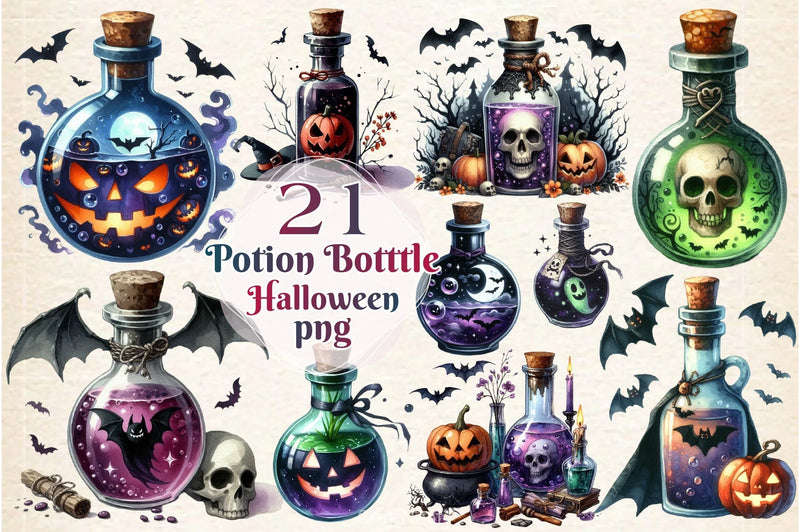 Halloween Potion Bottle Clipart Bundle - CraftNest - Digital Crafting and Art