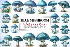 Blue Mushroom Clipart Bundle - CraftNest - Digital Crafting and Art