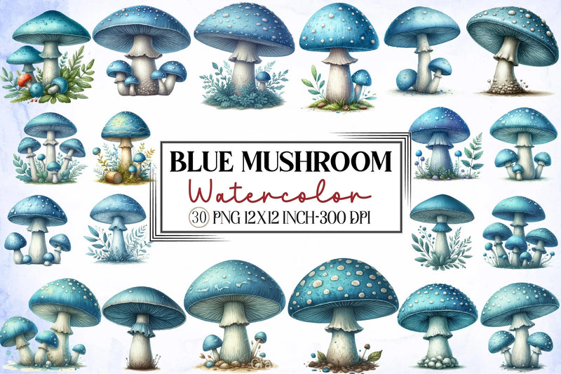 Blue Mushroom Clipart Bundle - CraftNest - Digital Crafting and Art
