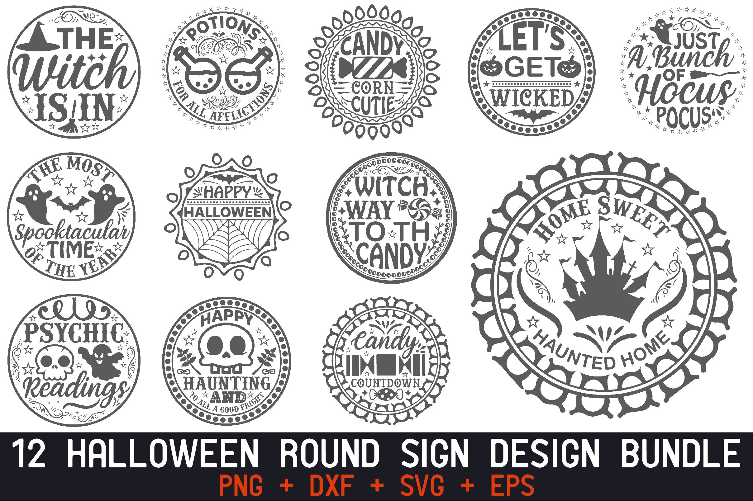 Halloween Round Sign SVG Bundle
