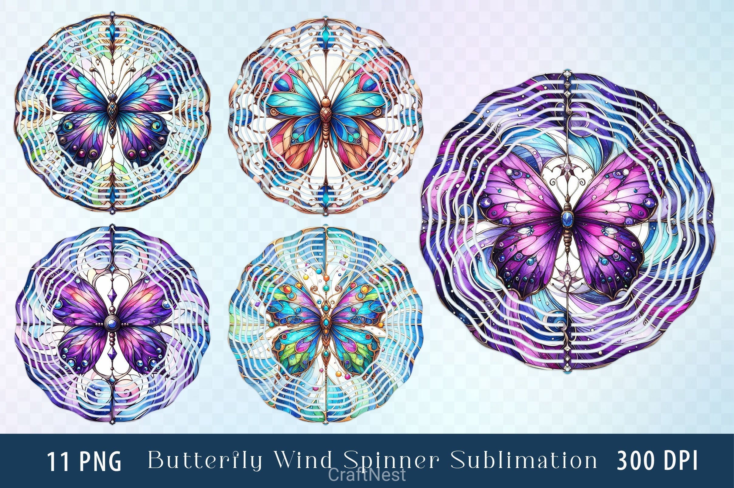 Butterfly Wind Spinner Clipart Bundle