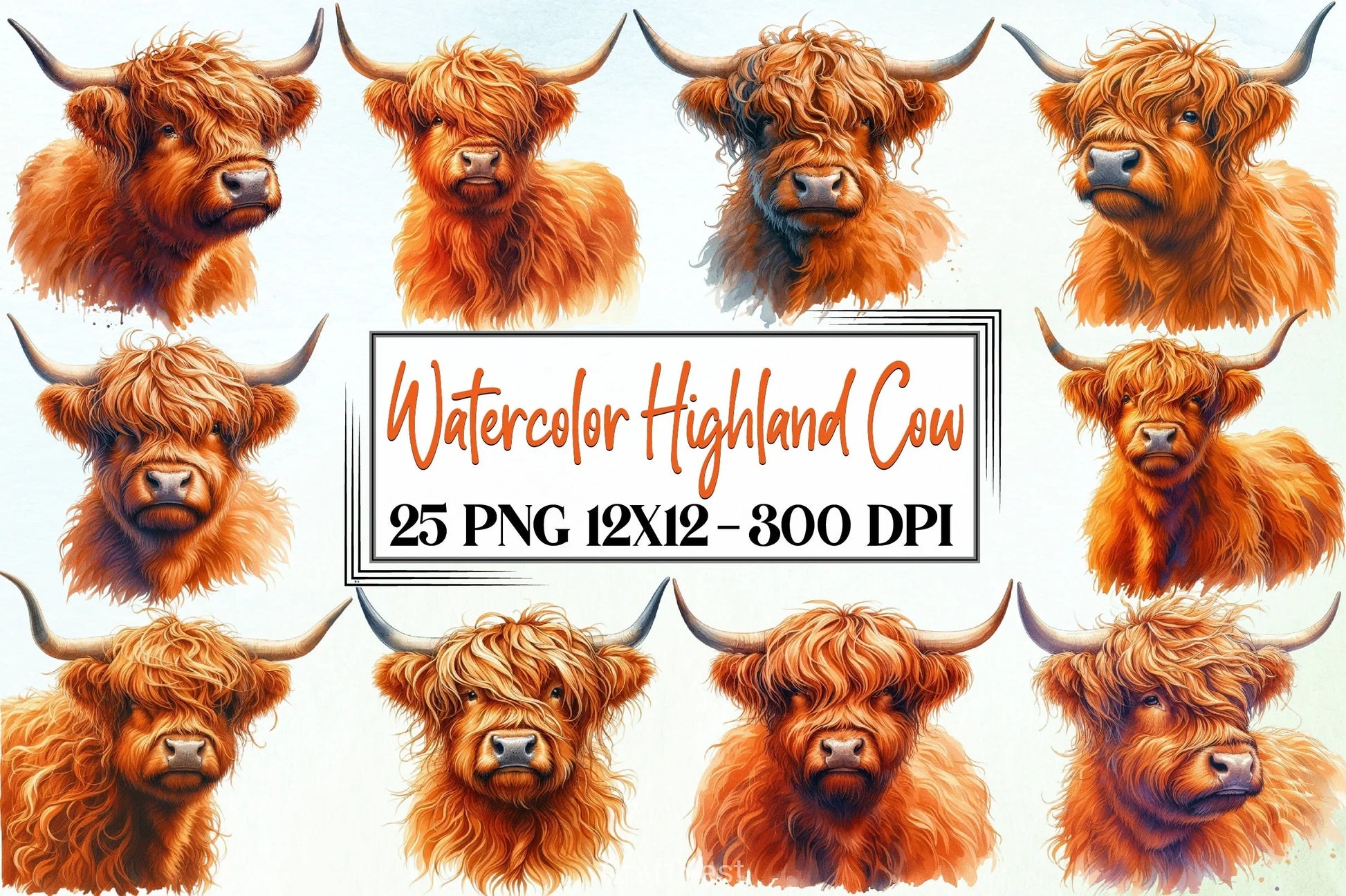 Highland Cow Clipart Bundle - CraftNest - Digital Crafting and Art