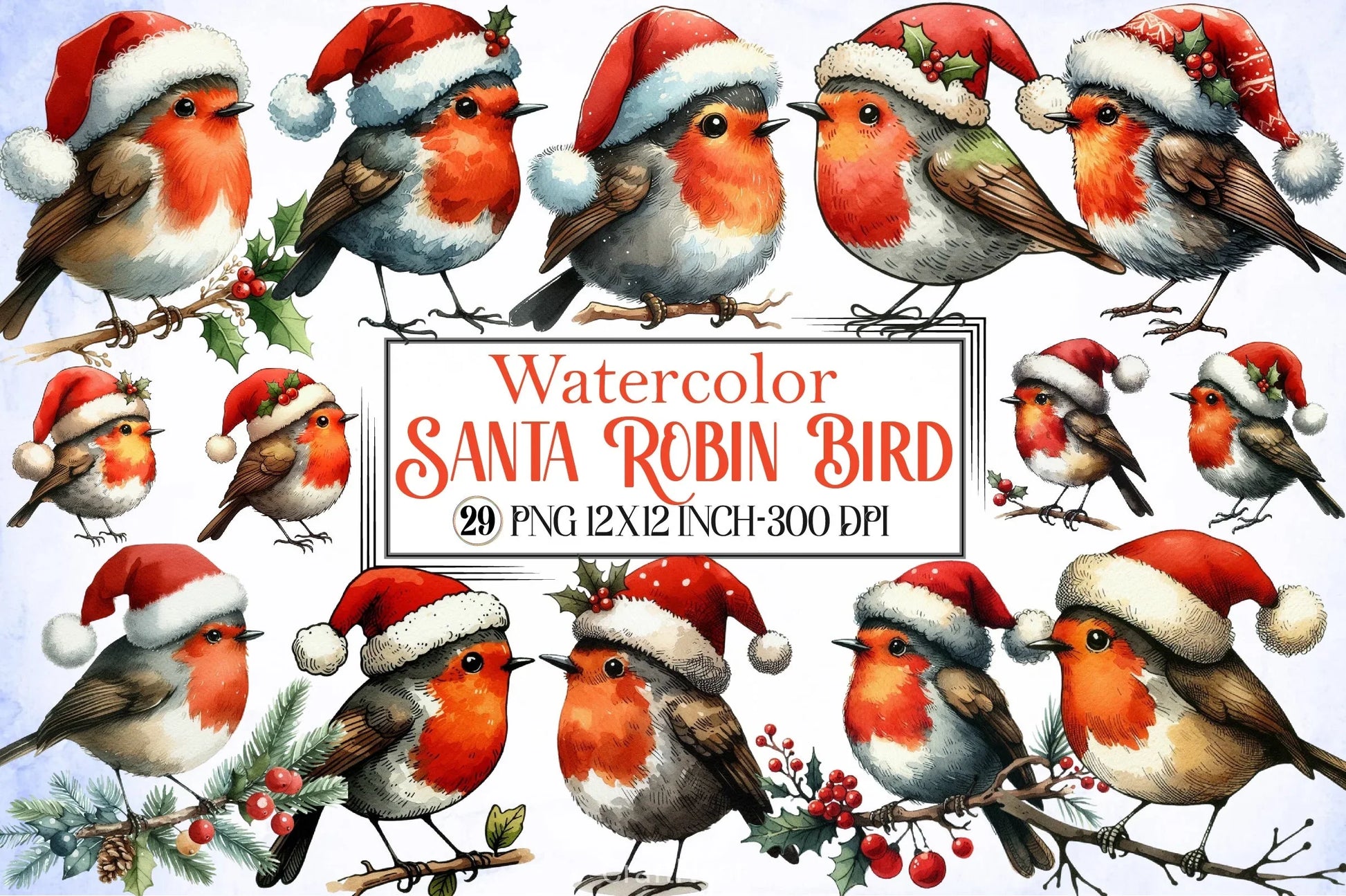 Robin Santa Bird Clipart Bundle - CraftNest - Digital Crafting and Art