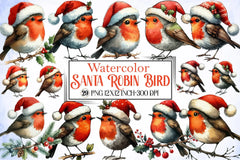 Robin Santa Bird Clipart Bundle - CraftNest - Digital Crafting and Art