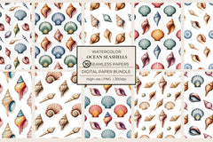 Ocean Seashells Seamless Papers - CraftNest - Digital Crafting and Art