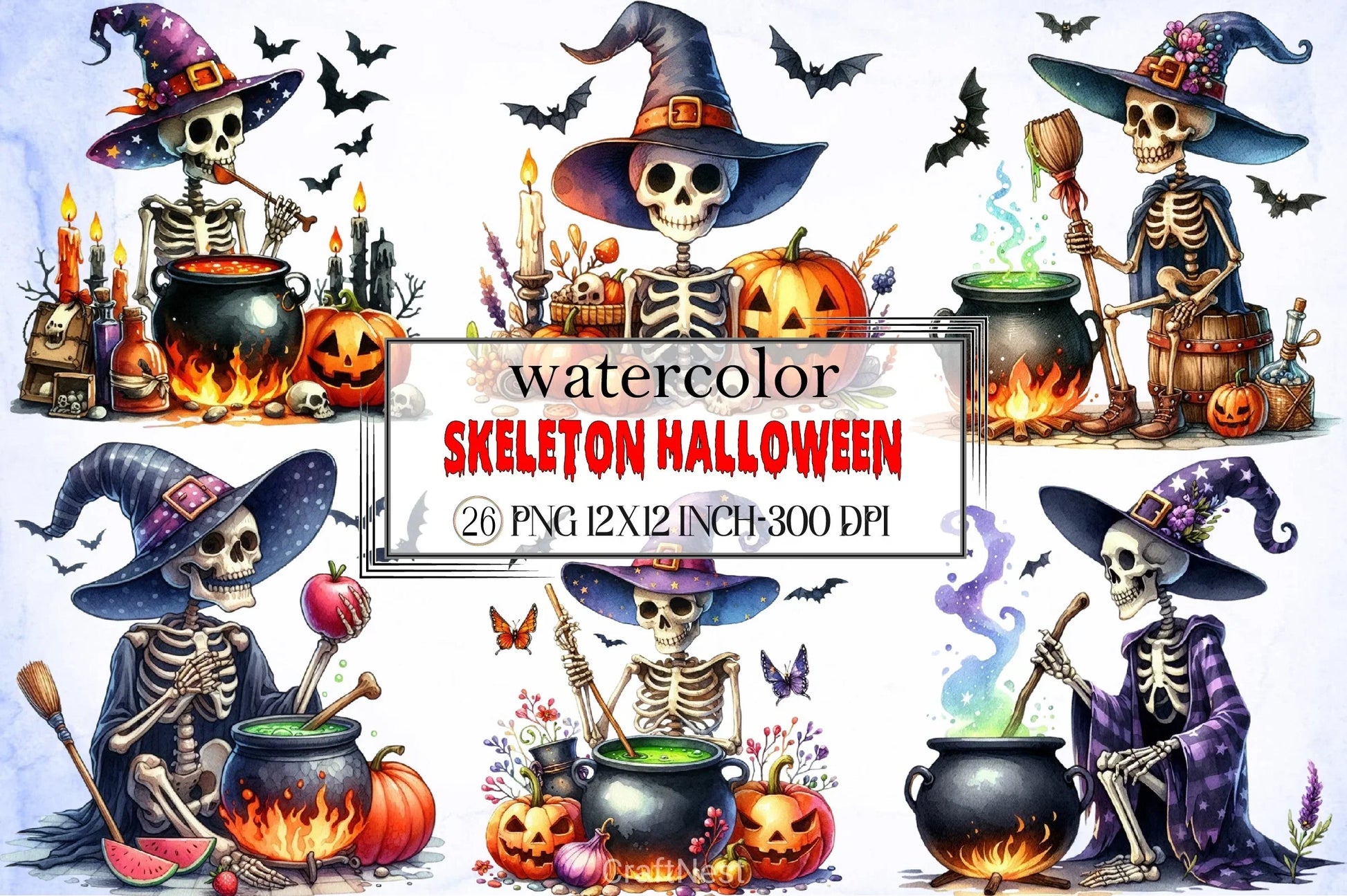 Skeleton Halloween Clipart Bundle - CraftNest - Digital Crafting and Art