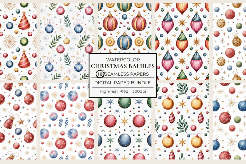 Christmas Baubles Seamless Papers - CraftNest - Digital Crafting and Art