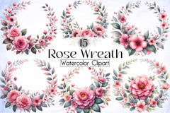 Rose Wreath Clipart Bundle - CraftNest - Digital Crafting and Art