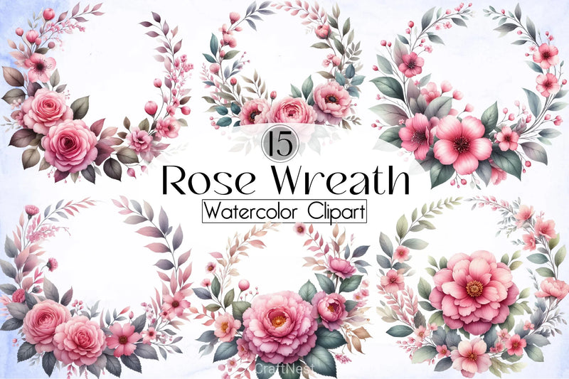 Rose Wreath Clipart Bundle - CraftNest - Digital Crafting and Art
