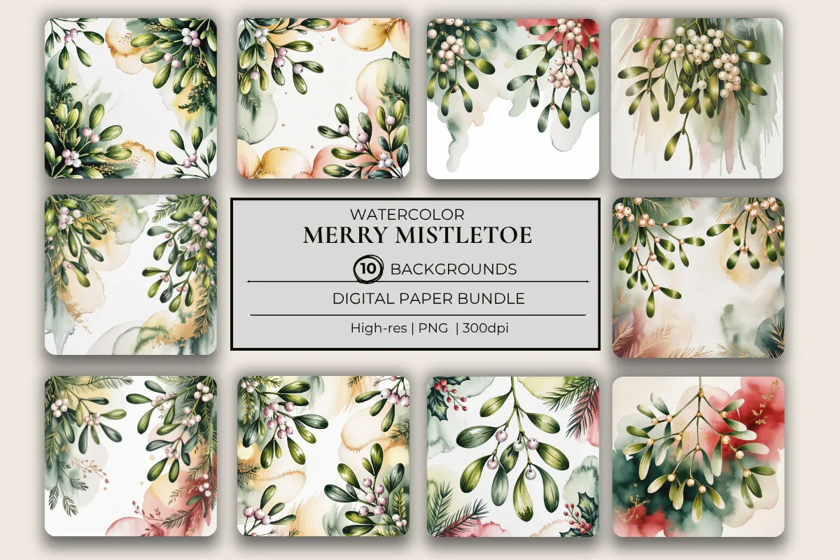Merry Mistletoe Background Papers - CraftNest - Digital Crafting and Art