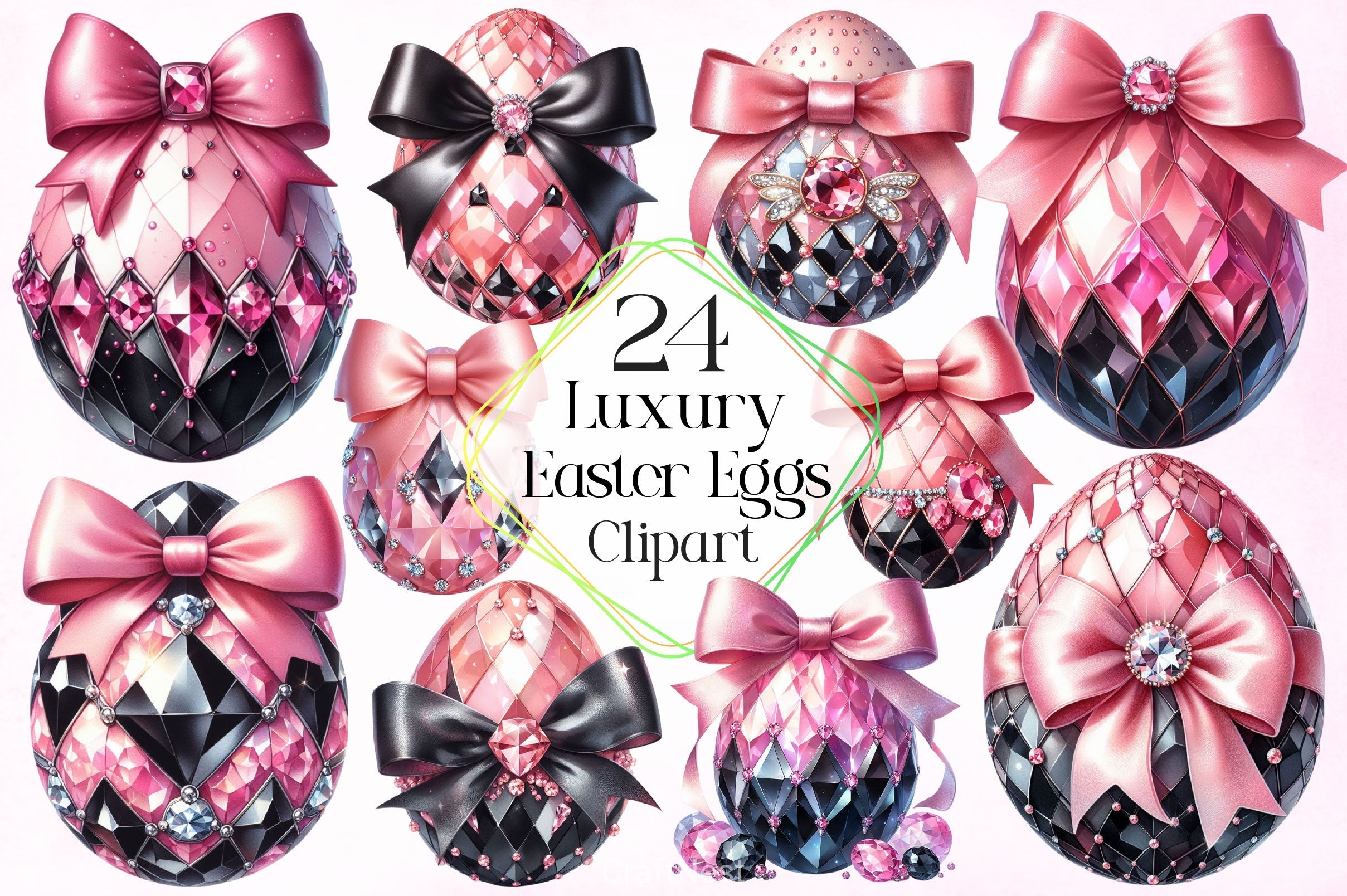 Luxury Easter Eggs Clipart Bundle