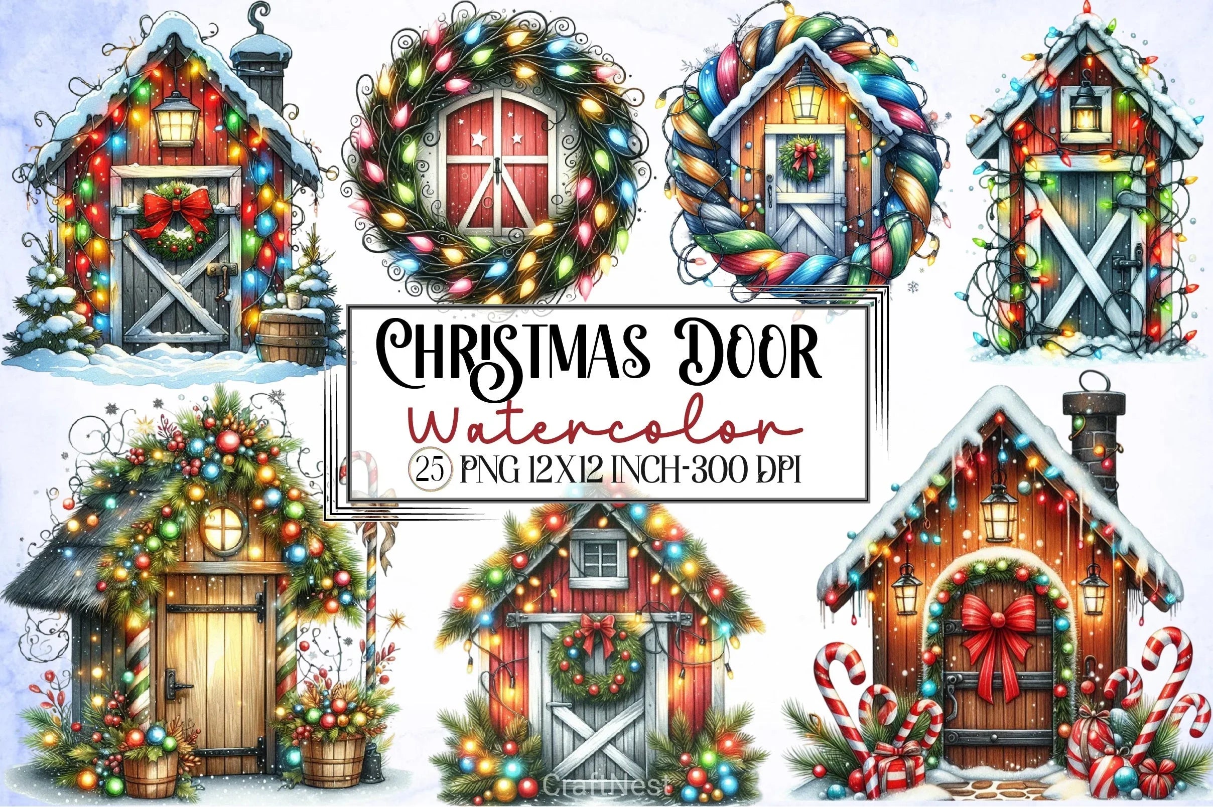 Christmas Door Clipart Bundle 3 - CraftNest - Digital Crafting and Art