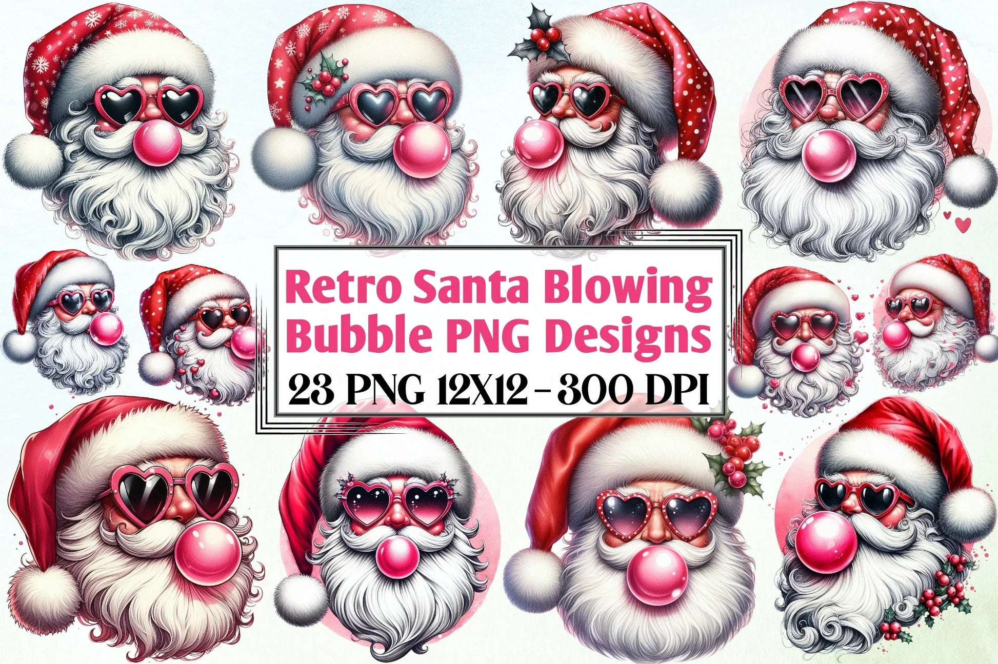 Retro Santa Bubble Clipart Bundle - CraftNest - Digital Crafting and Art