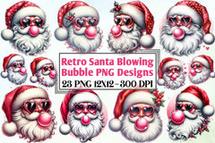 Retro Santa Bubble Clipart Bundle - CraftNest - Digital Crafting and Art
