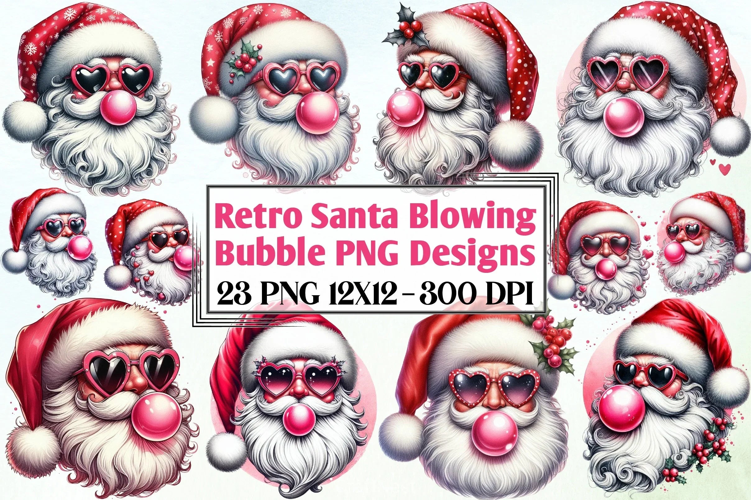 Retro Santa Bubble Clipart Bundle - CraftNest - Digital Crafting and Art