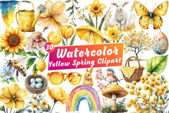 Yellow Spring Clipart Bundle - CraftNest - Digital Crafting and Art