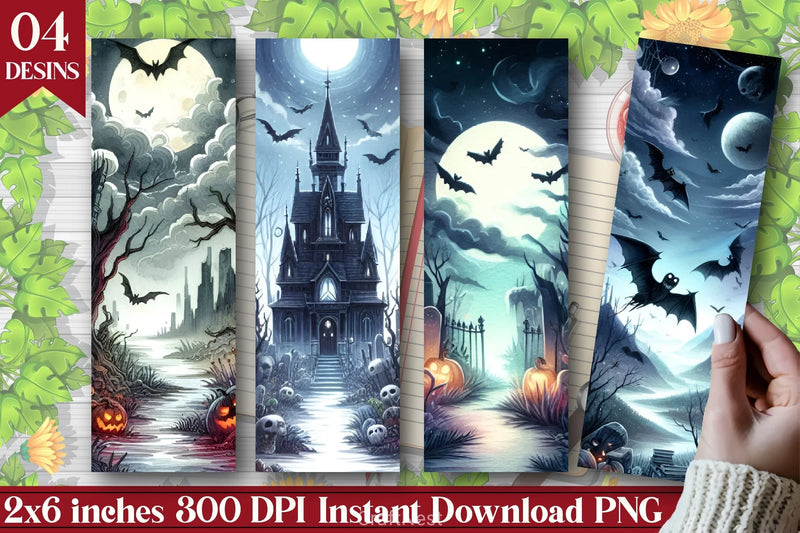 Spooky Landscape Halloween Bookmark - CraftNest - Digital Crafting and Art