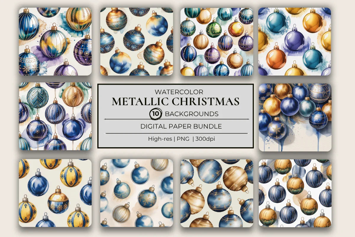 Metallic Christmas Background Papers - CraftNest - Digital Crafting and Art