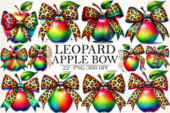 Leopard Apple Bow Clipart Bundle - CraftNest - Digital Crafting and Art
