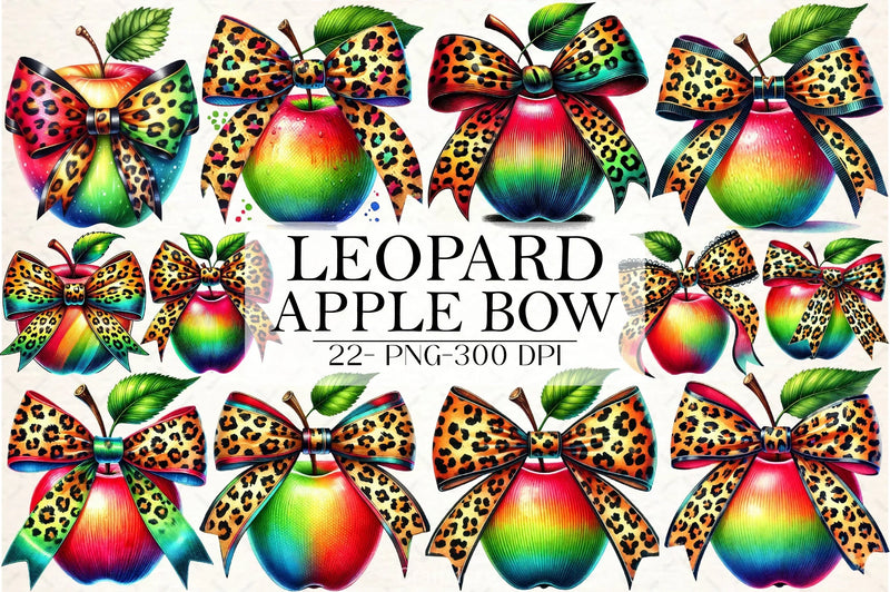 Leopard Apple Bow Clipart Bundle - CraftNest - Digital Crafting and Art