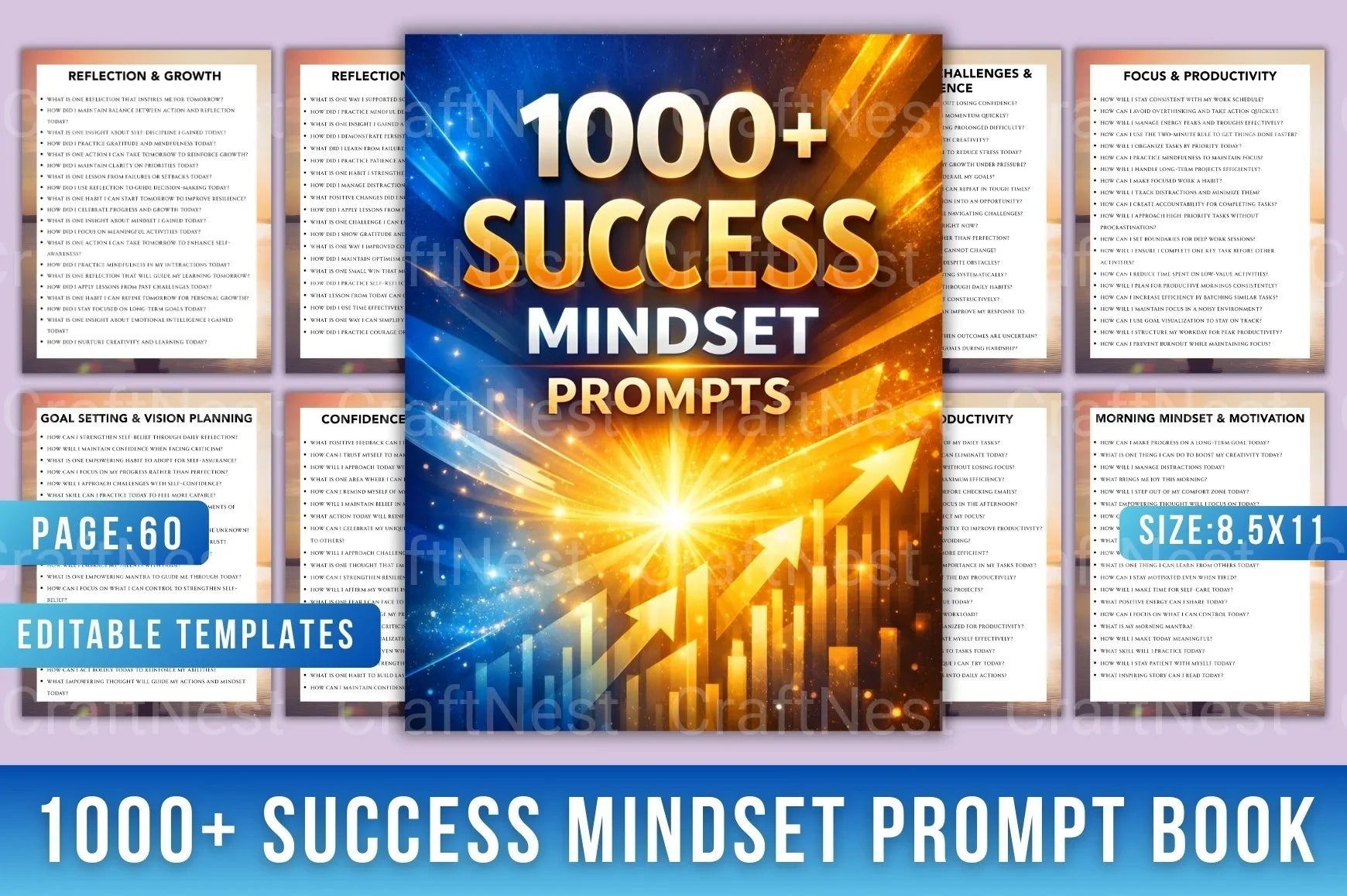 Success Mindset Prompt Book for Personal Growth - CraftNest - Digital Crafting and Art