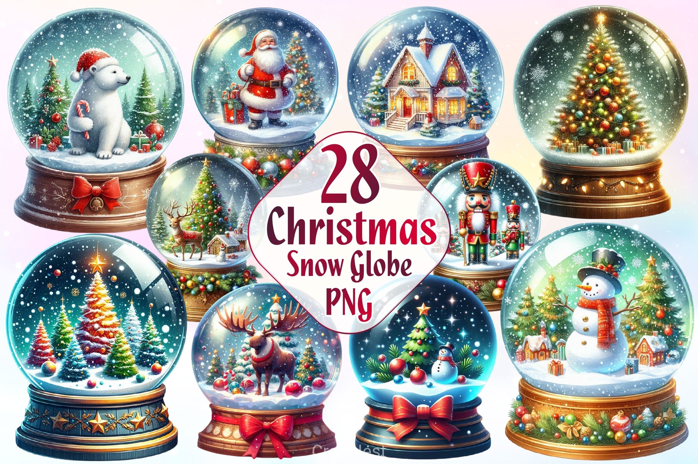 Christmas Snow Globe Clipart Bundle 2