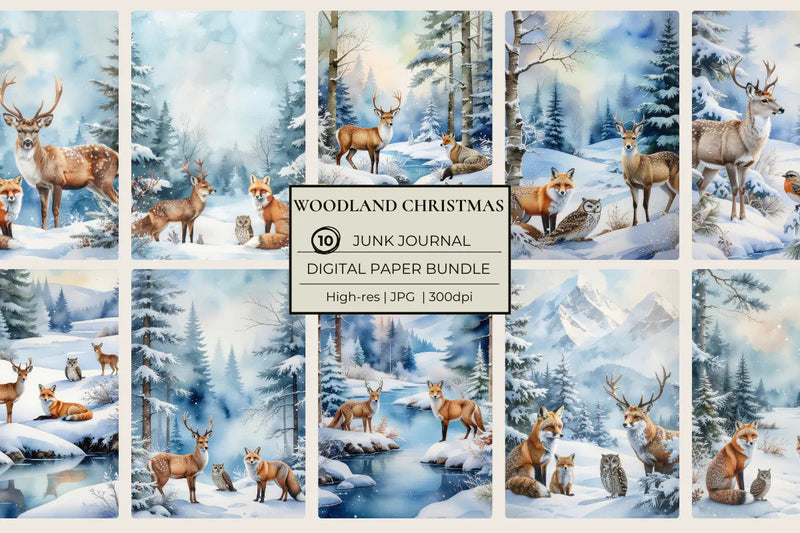 Woodland Christmas Junk Journal Papers - CraftNest - Digital Crafting and Art