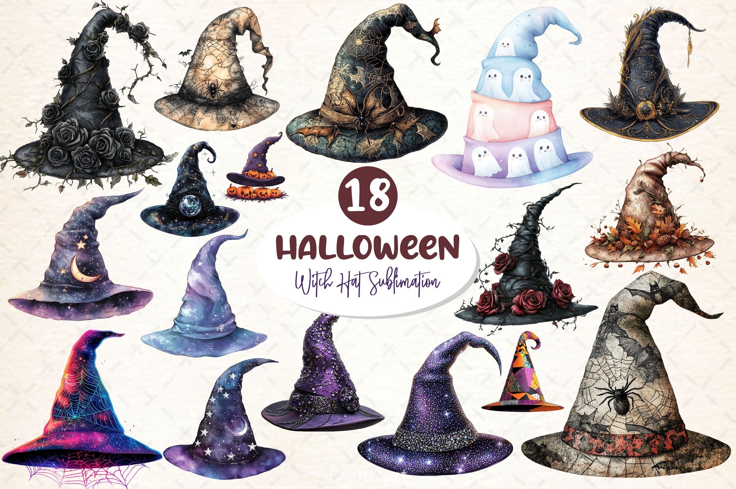 Halloween Witch Hat Clipart Bundle 2
