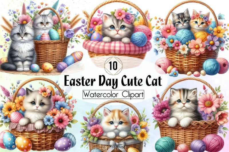 Easter Cat Clipart Bundle - CraftNest - Digital Crafting and Art