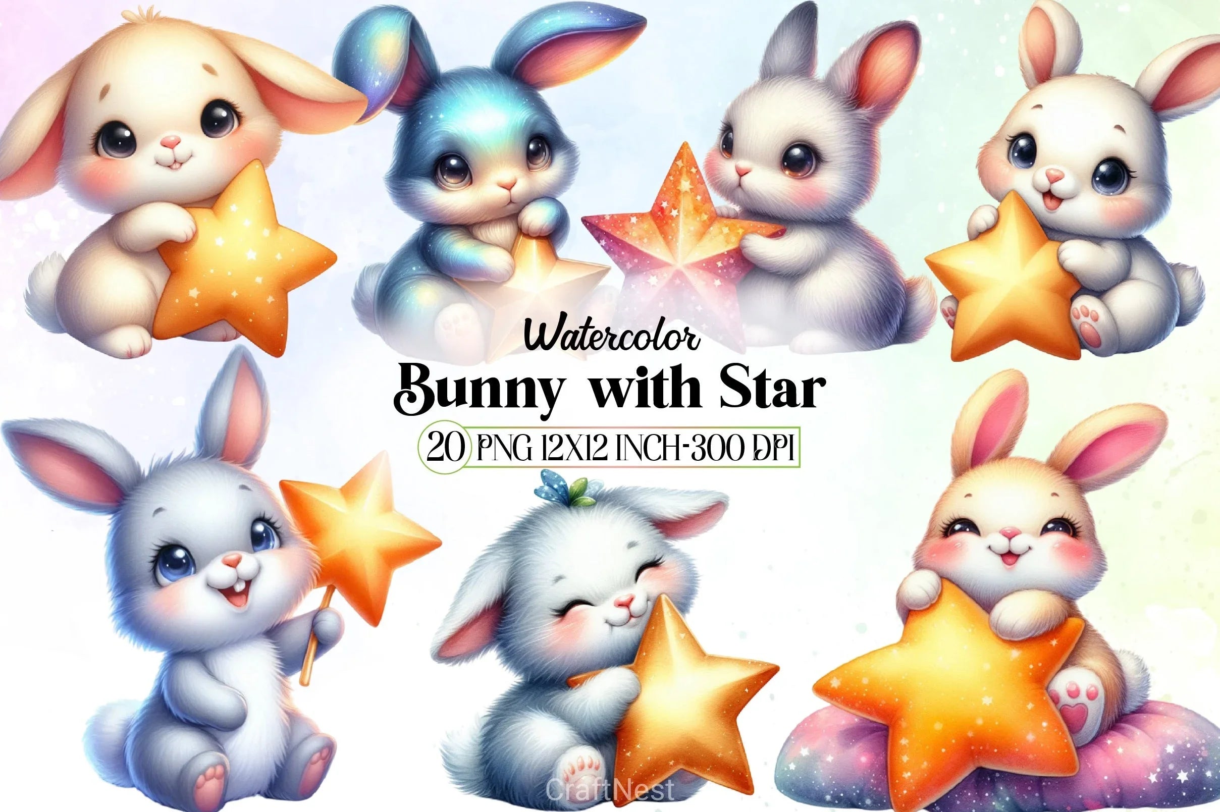 Bunny Star Clipart Bundle - CraftNest - Digital Crafting and Art
